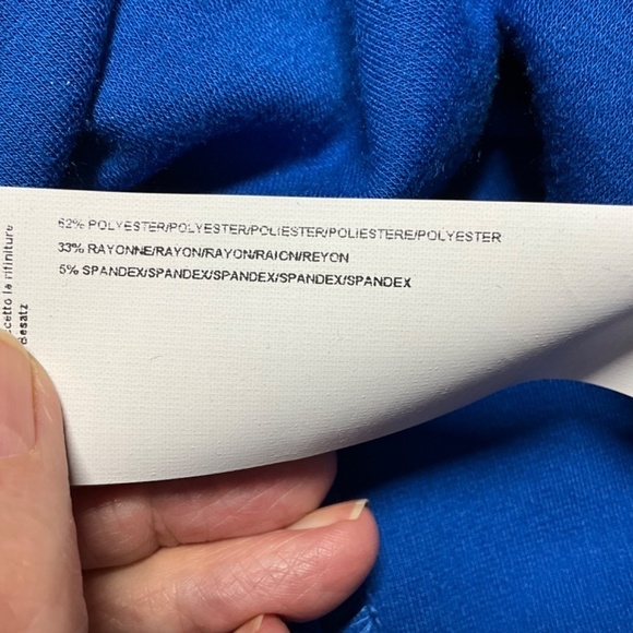 JOSEPH RIBKOFF Blue Jersey Knit Cowl Neck Mini Dress / Tunic Back Buttons Sz 14 - Picture 7 of 8